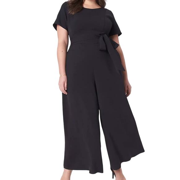 Size 20 Lane Bryant Lena Ankle Wide Leg Jumpsuit black - Picture 1 of 7